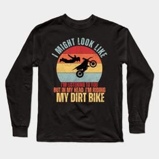 cool retro sunset dirt bike Offroad motocross lovers Long Sleeve T-Shirt